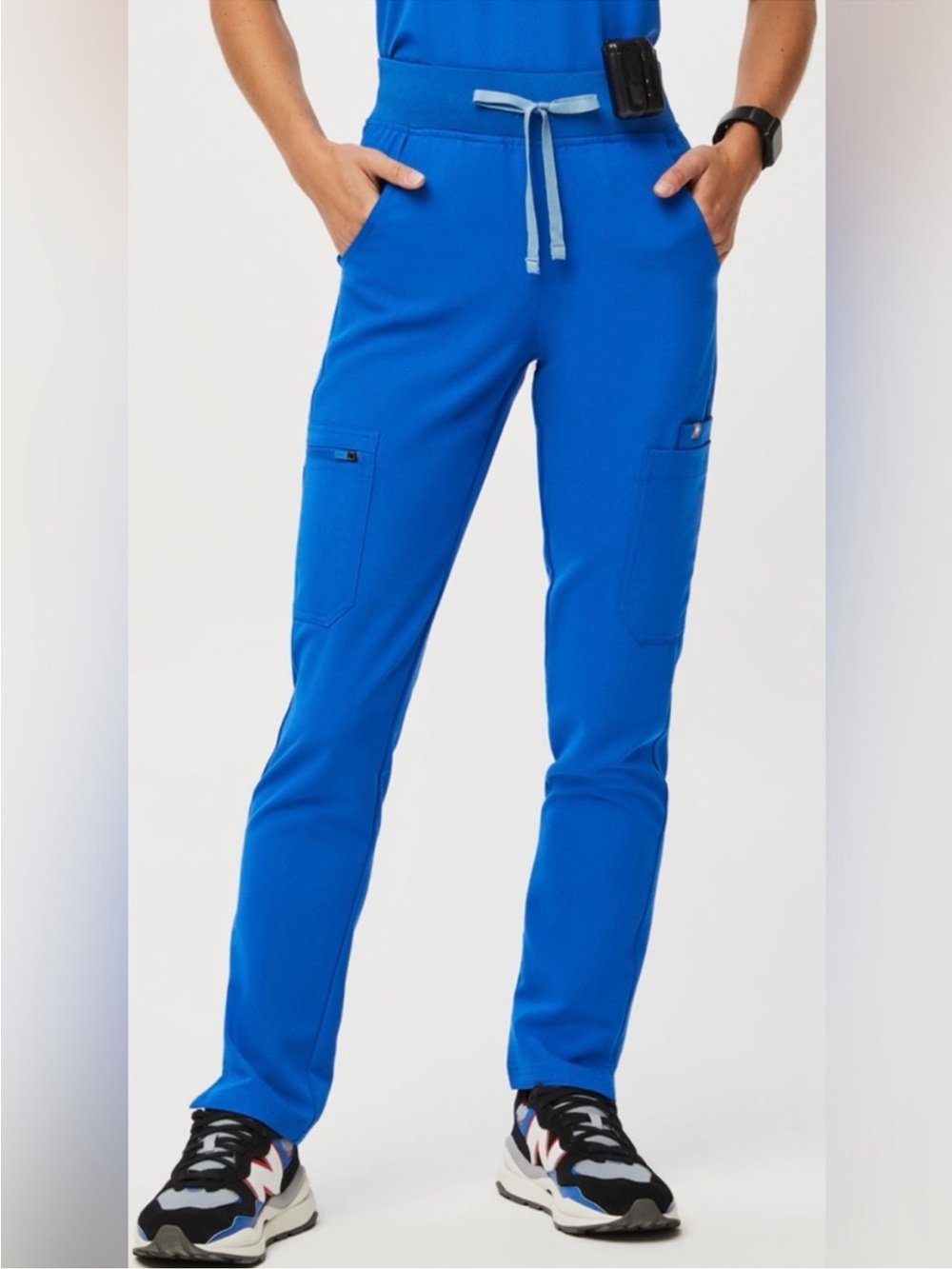 Figs Women's Scrub Pants in Royal Blue with Gray Drawstring